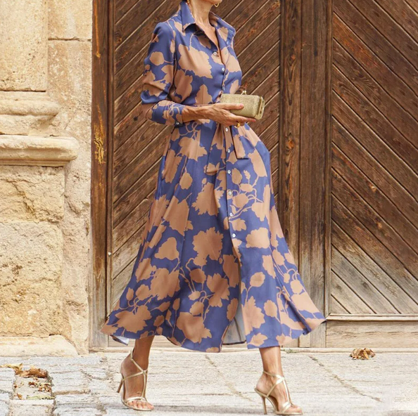 Women's - Button Down Printed Dress - Comfortable Fabric - Stylish Everyday Wear - Versatile Dress for Any Occasion