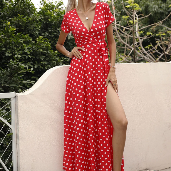 Women's - Casual Dress - Lightweight Printed Polka Dot - Trendy Everyday Wear for Stylish Comfort