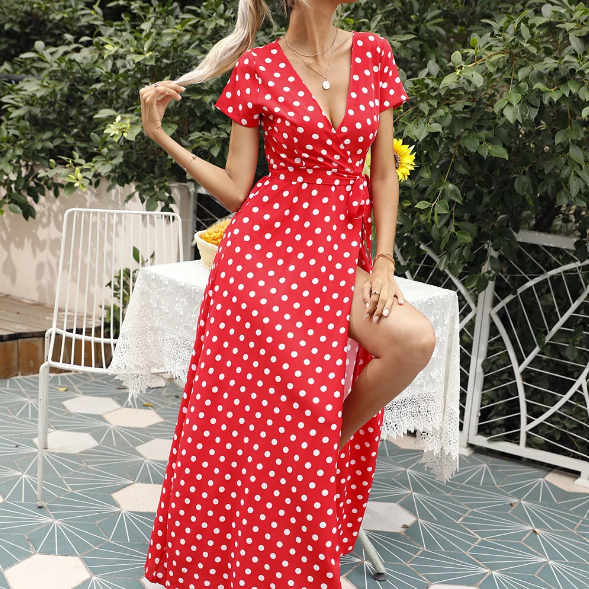 Women's - Casual Dress - Lightweight Printed Polka Dot - Trendy Everyday Wear for Stylish Comfort