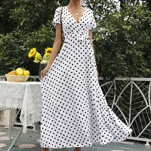 Women's - Casual Dress - Lightweight Printed Polka Dot - Trendy Everyday Wear for Stylish Comfort