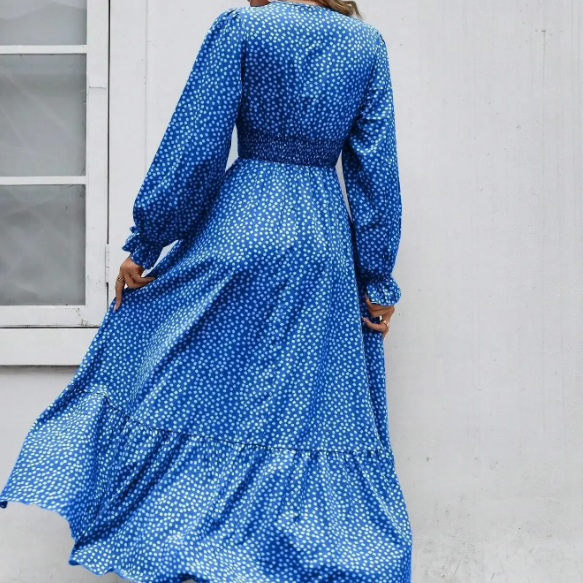 Women's - Bohemian Ruffle Dress - Lightweight Summer Fabric - Trendy Boho Style for Outings