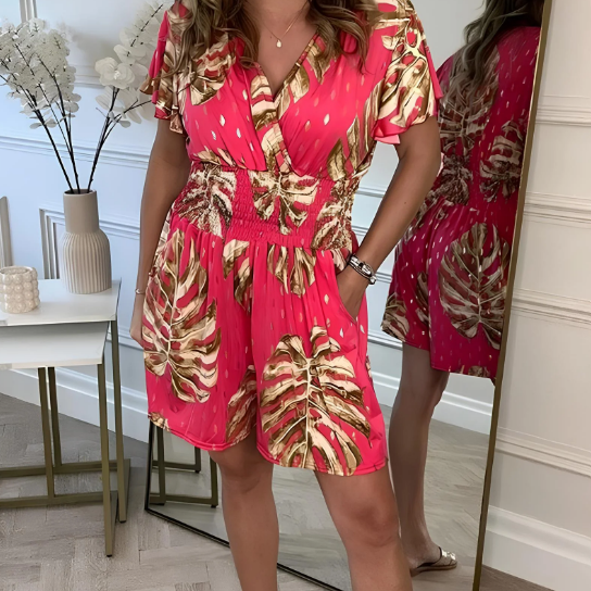 Women's - Floral Rompers - Lightweight & Comfortable Fabric - Trendy Summer Fashion Essential