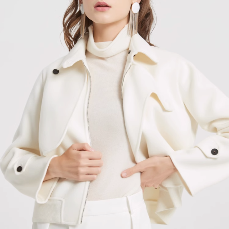Women's - Stylish Wool Jacket - Classic Warmth & Timeless Elegance