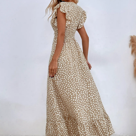 Women's - V-Neck Long Dress - Lightweight Fabric - Elegant Summer Style for Casual & Formal Occasions - Perfect Fit