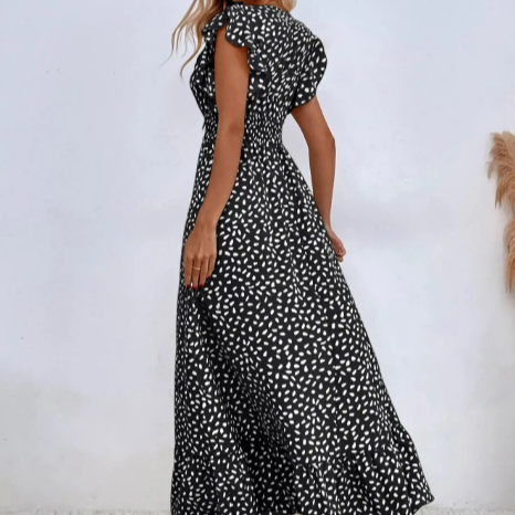 Women's - V-Neck Long Dress - Lightweight Fabric - Elegant Summer Style for Casual & Formal Occasions - Perfect Fit