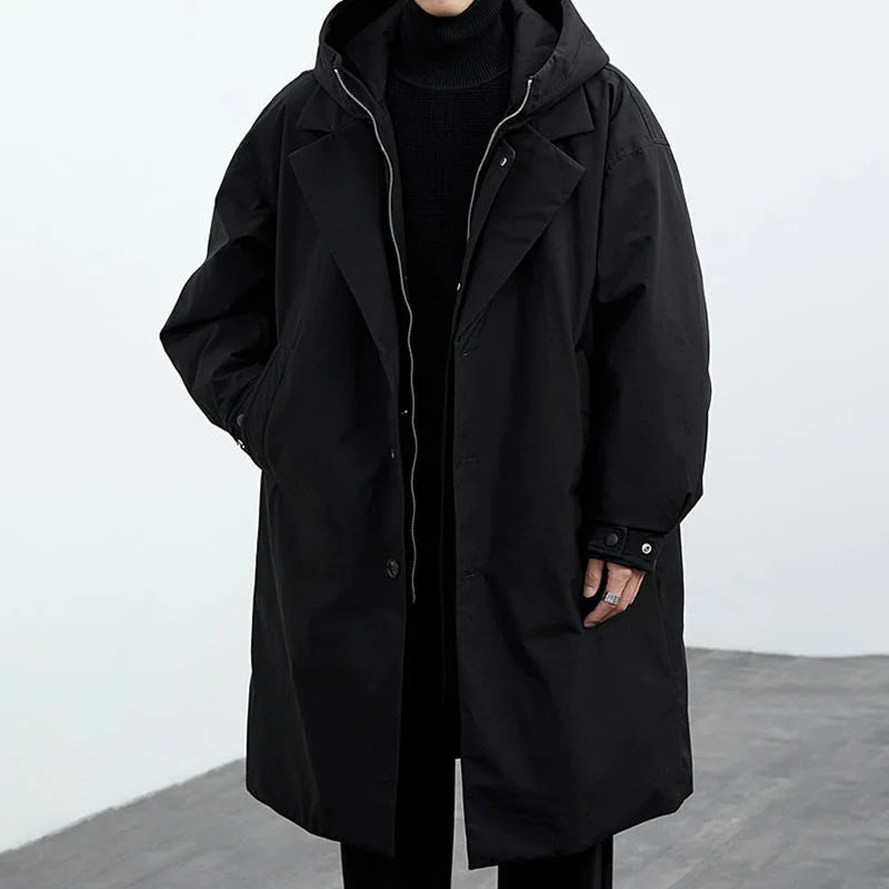 Men's - Stylish Trench Coat - Water-Resistant Fabric - Perfect for All Seasons