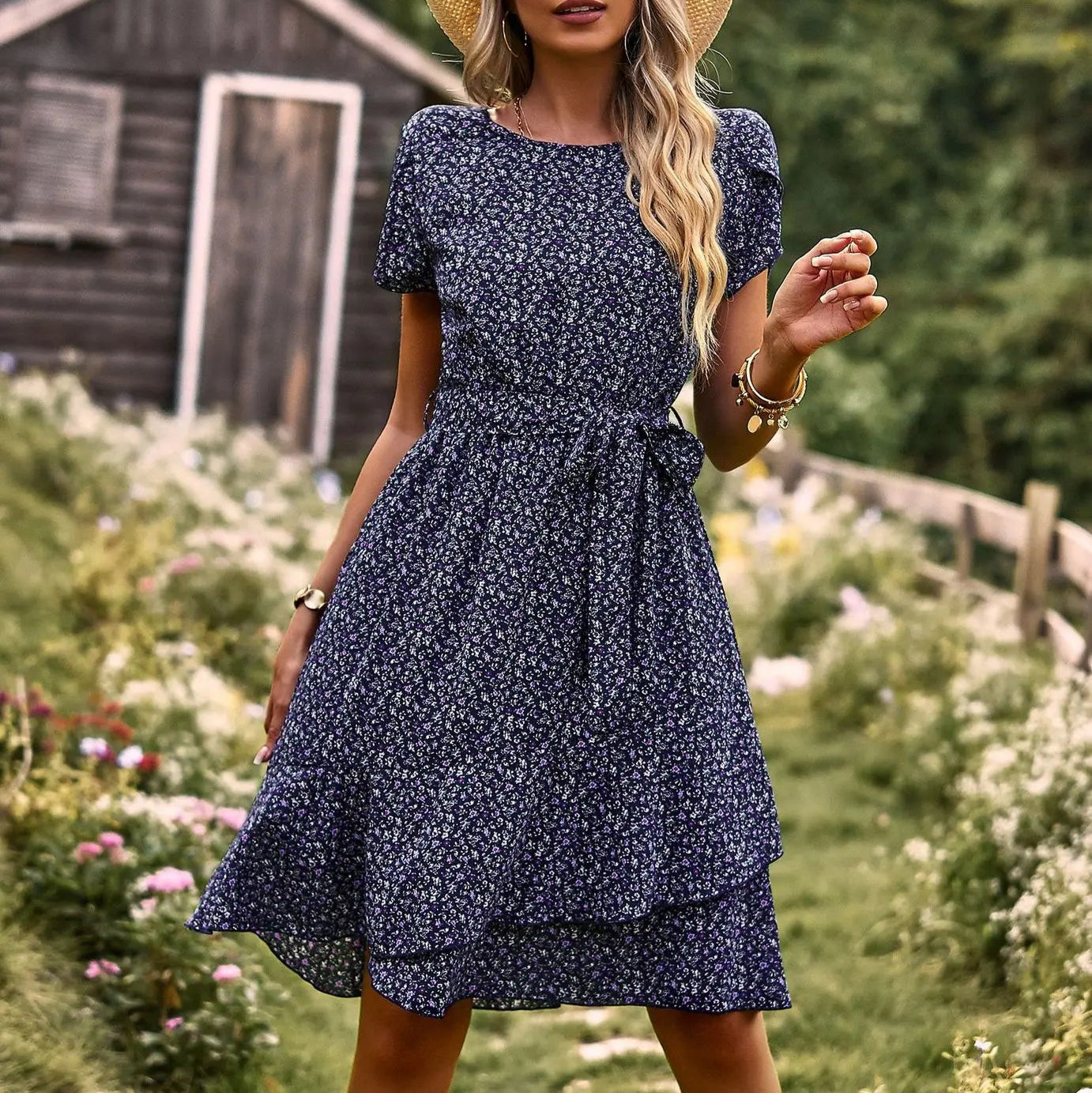 Women's - Summer Short Dress - Lightweight Fabric - Casual Chic Style - Ideal for Warm Weather Outings & Events