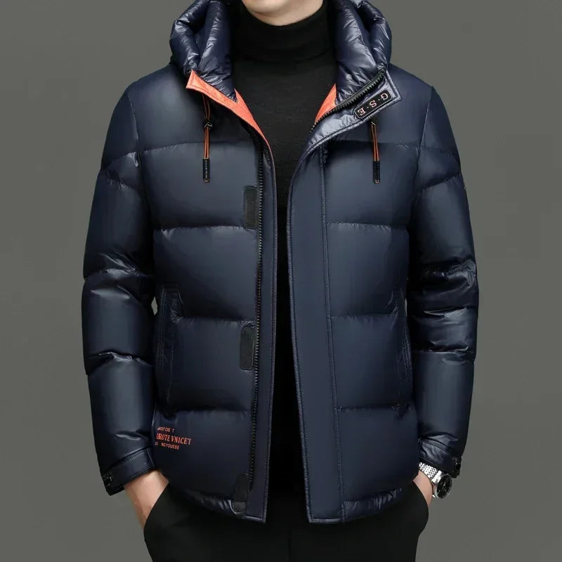 Men's - Hooded Winter Down Jacket - Warm & Stylish