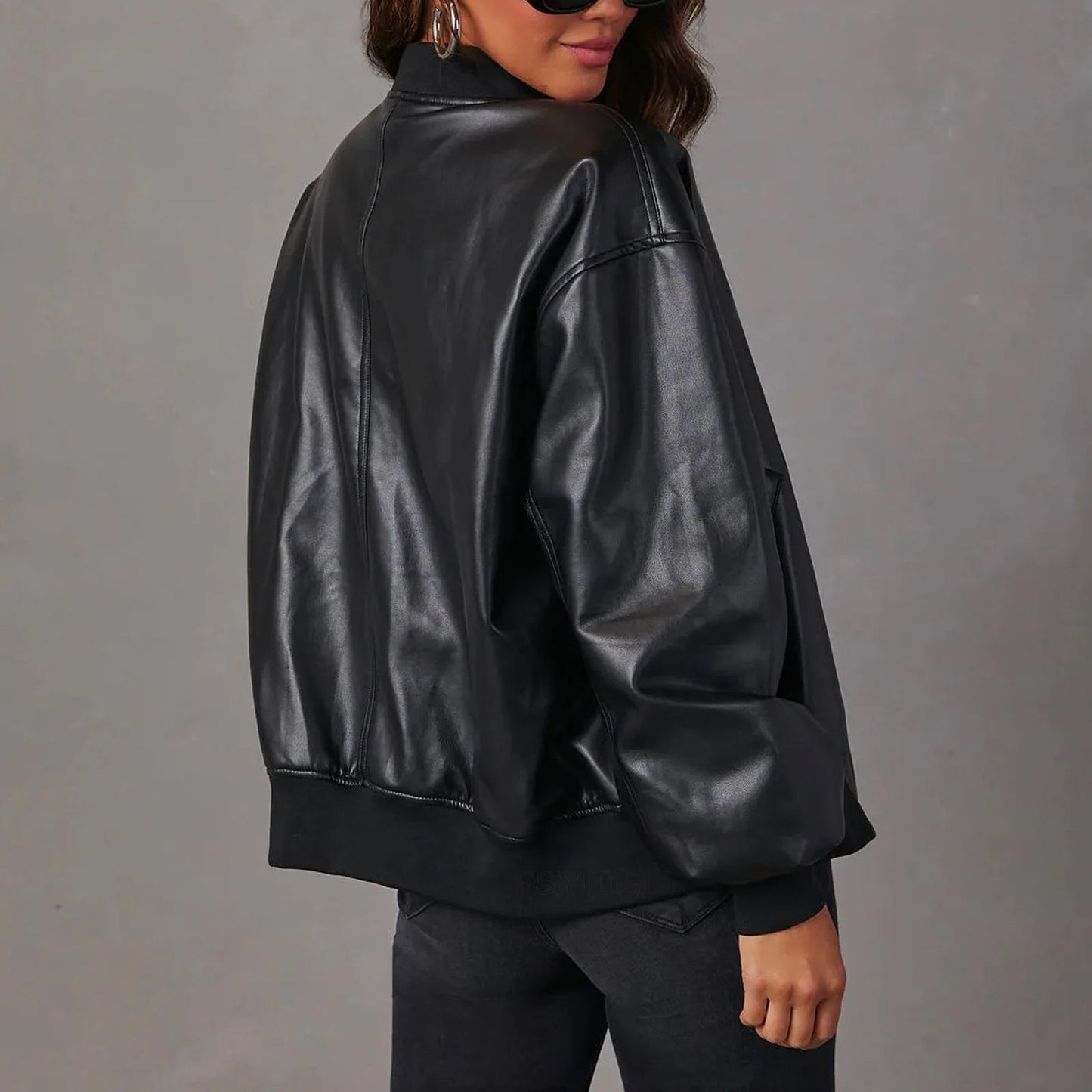 Women's - Oversized Casual Bomber Jacket - Stylish Fit