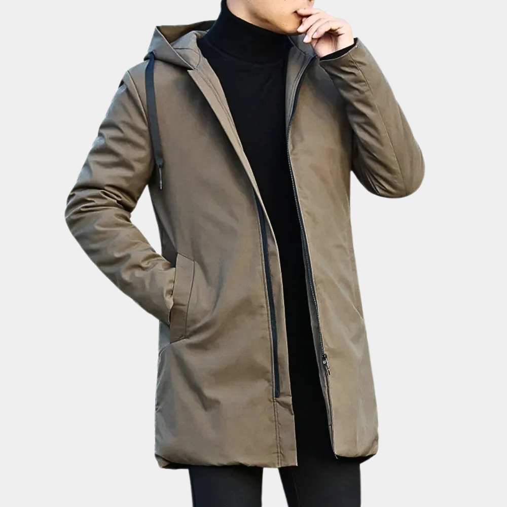Men's - Elegant Waterproof Rain Jacket - Stylish Winter Outerwear