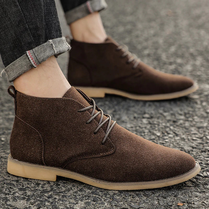 Men's - Suede Lace-Up Shoes - Classic Style