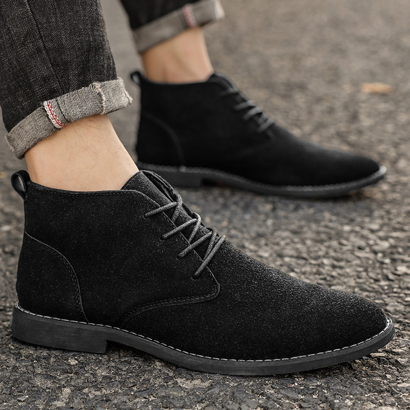 Men's - Suede Lace-Up Shoes - Classic Style