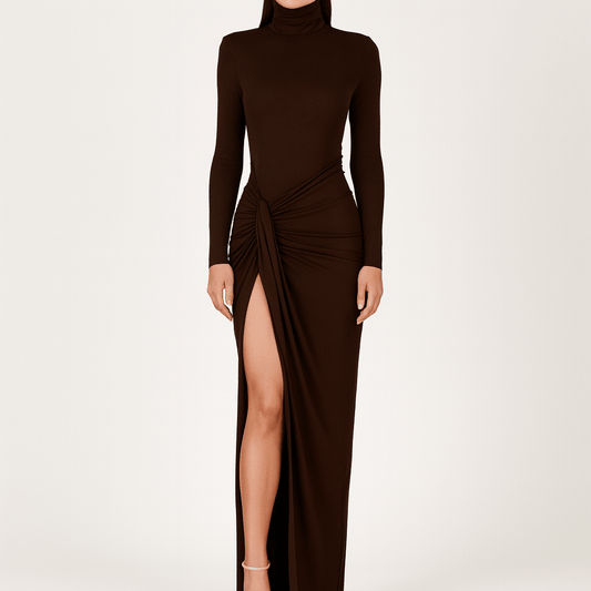 Women's - Classy Ruched Maxi Dress - Elegant Style