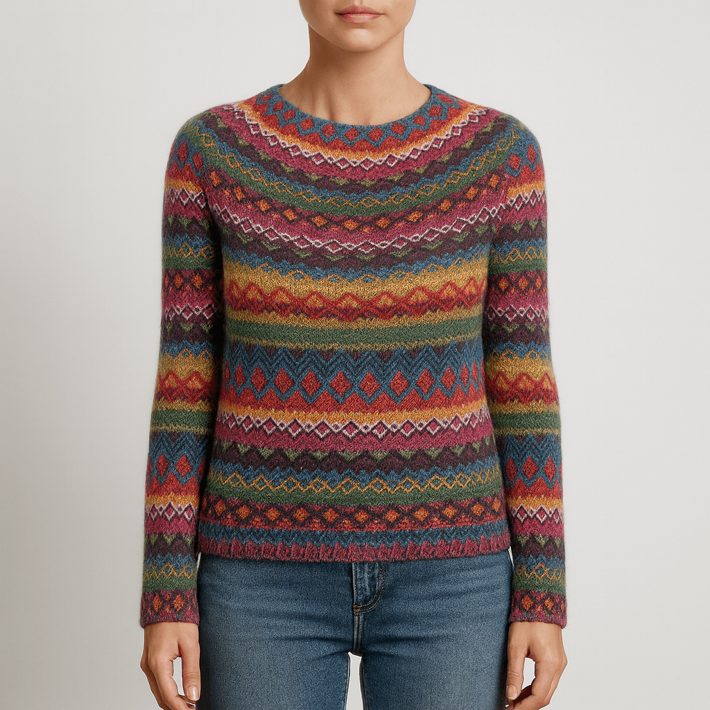 Women's - Cosy Multicoloured Striped Winter Jumper