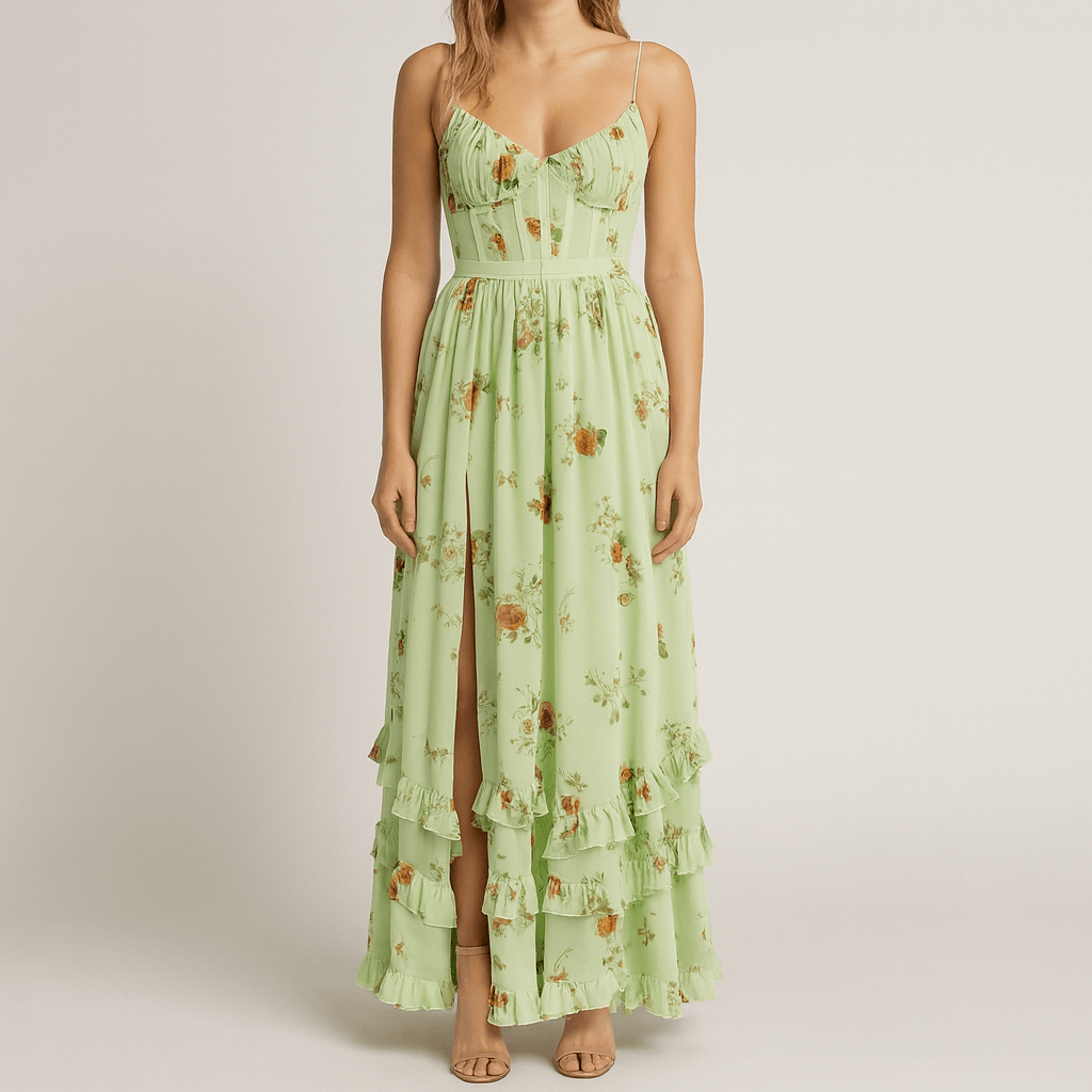 Women's - Elegant Floral Maxi Dress - Summer Style