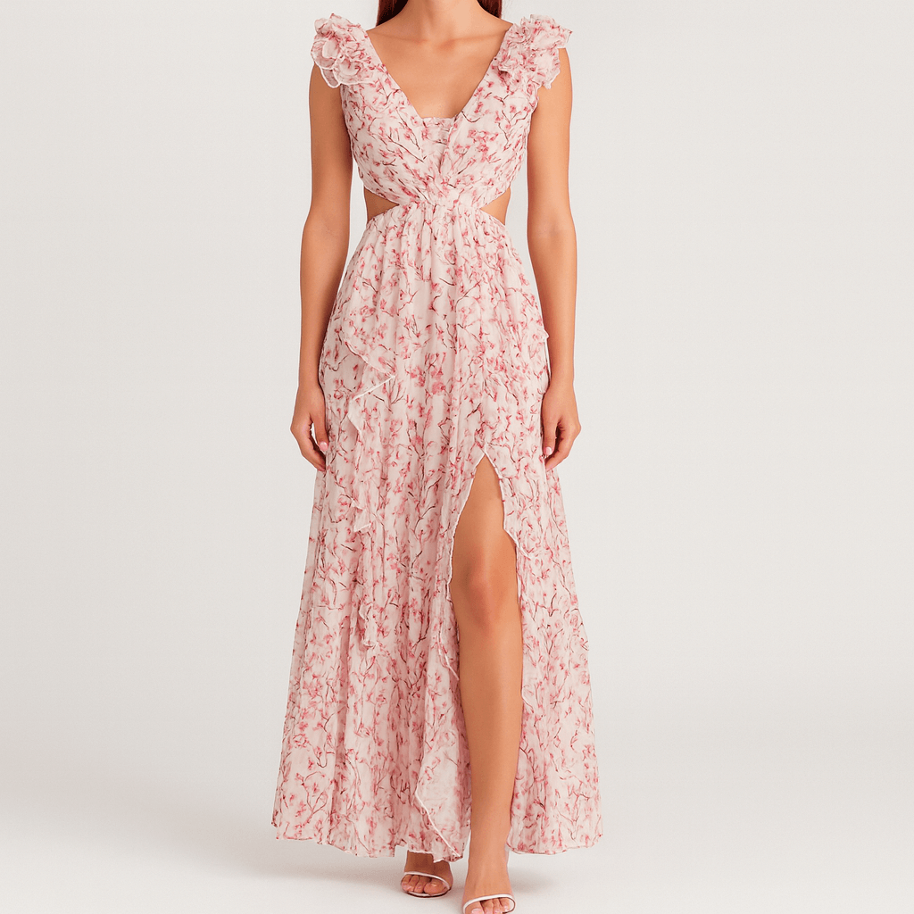Women's - Floral Maxi Dress - Elegant Style
