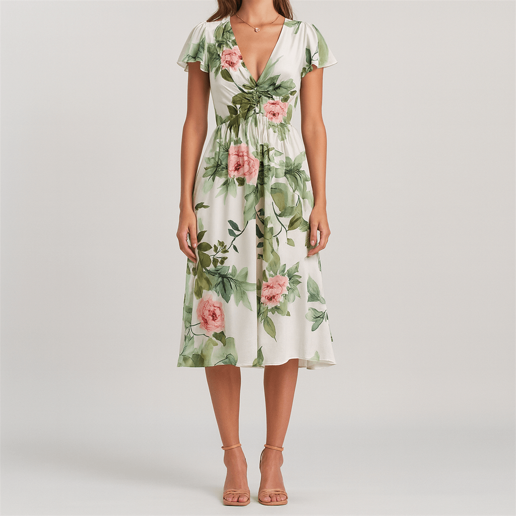 Women's - Floral Summer Dress - Lightweight Fabric