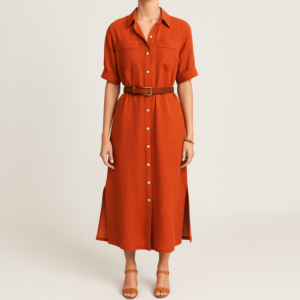 Women's - Stylish Elegant Dress - Belt Detail