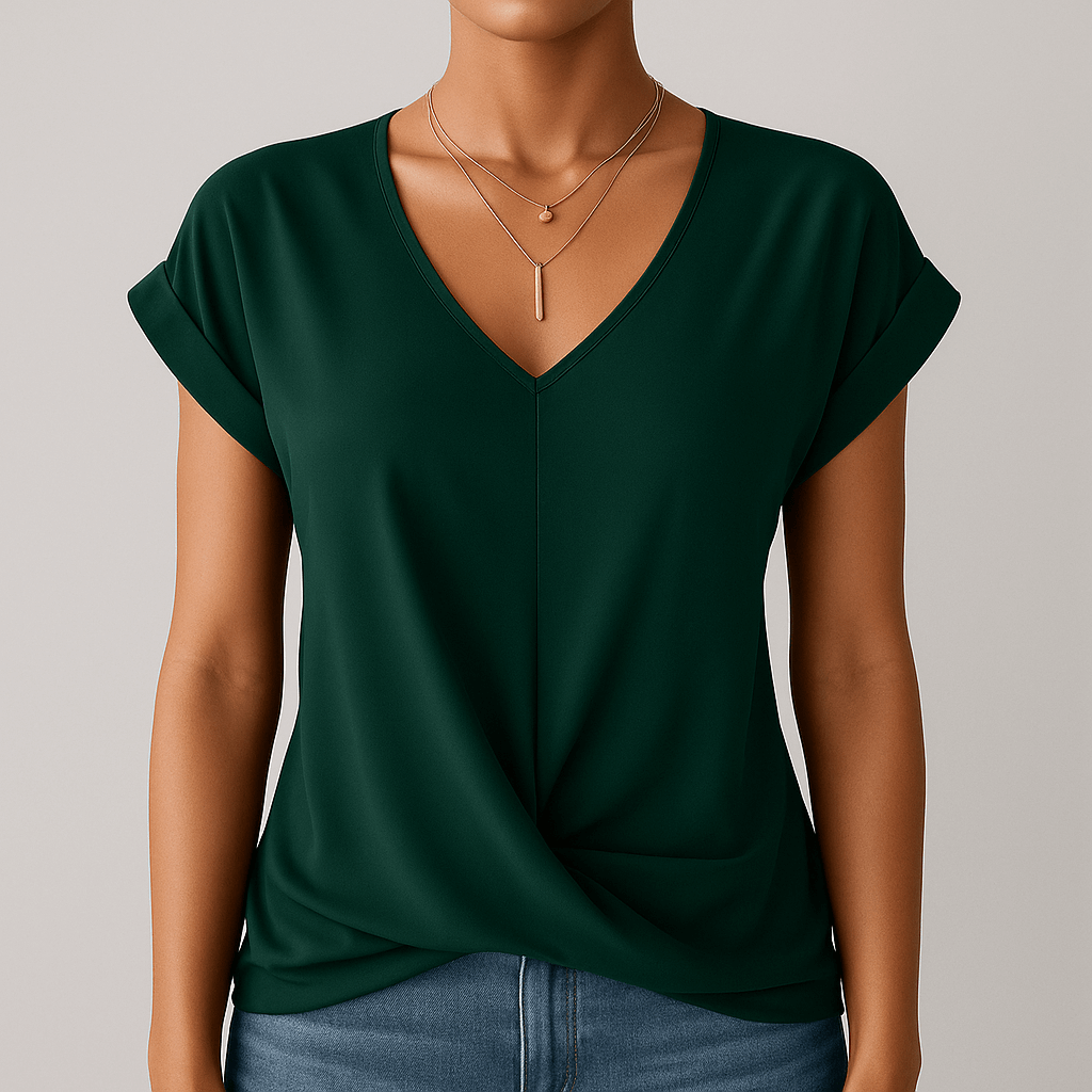 Women's - Tummy Tucking V-Neck Top - Comfortable Style
