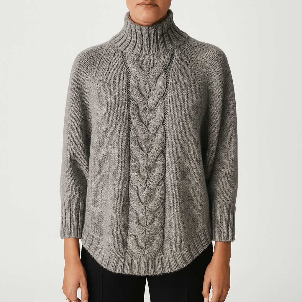 Women's - Turtleneck Knitted Jumper - Loose Fit Style