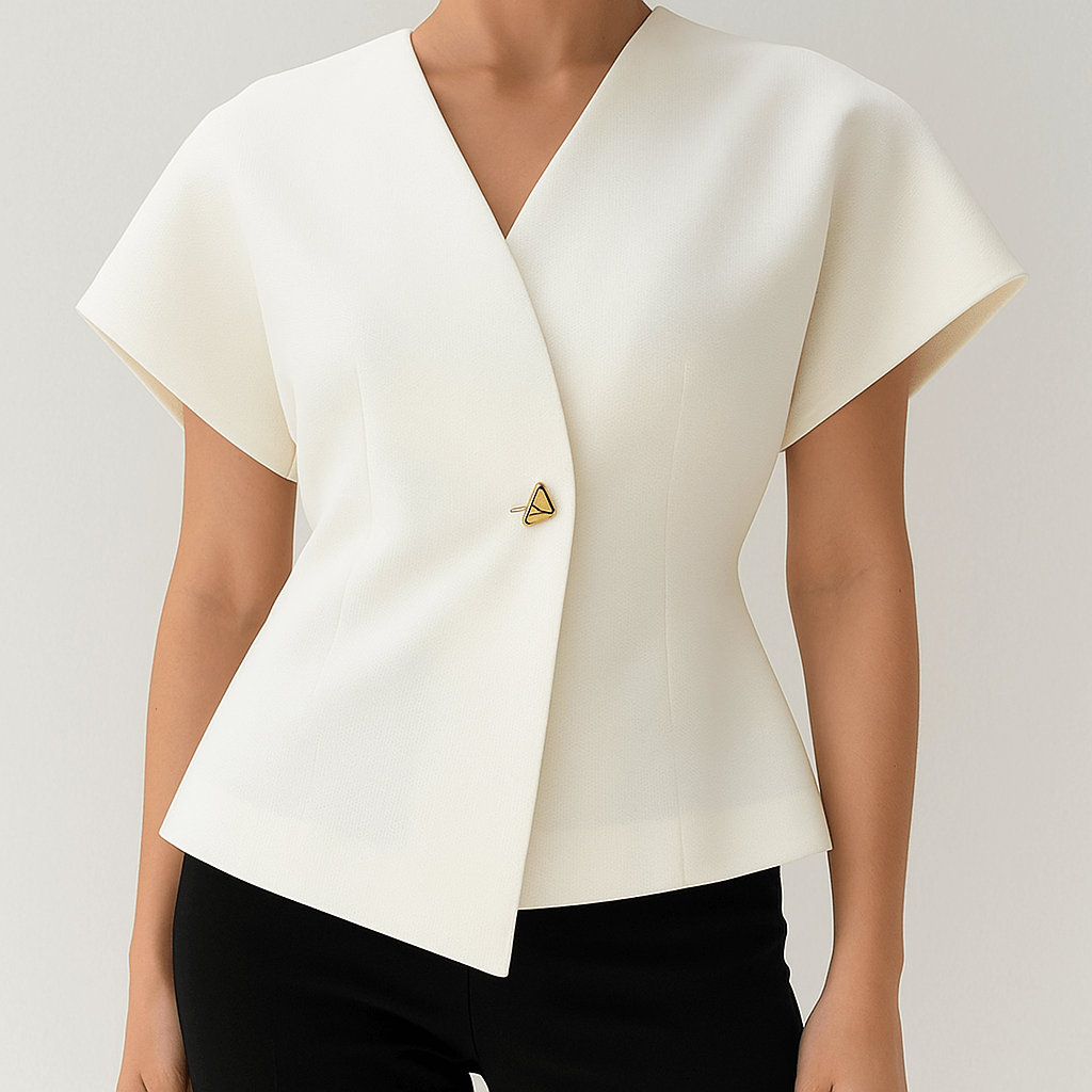 Women's - V-Neck Button-Down Blouse – Lightweight