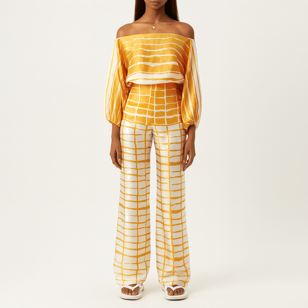 Women's - Vintage Off-Shoulder Two-Piece Set