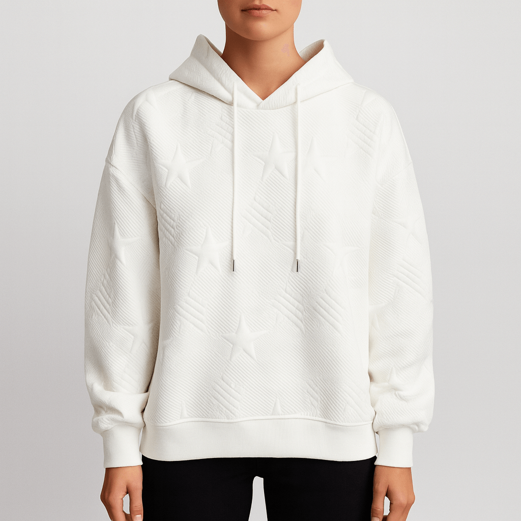 Women's - White Long Sleeve - Knitted Hoodie