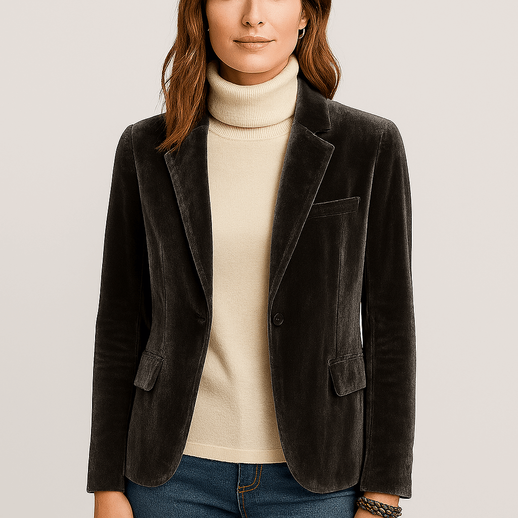 Women's - Elegant Slim Fit Velvet Blazer - Stylish Women's Jacket for Any Occasion