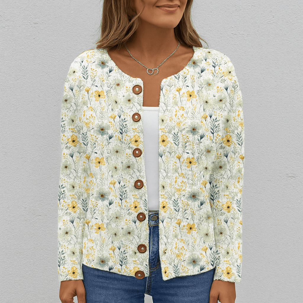 Women's - Floral Cardigan - Soft Knit - Stylish Layering Essential