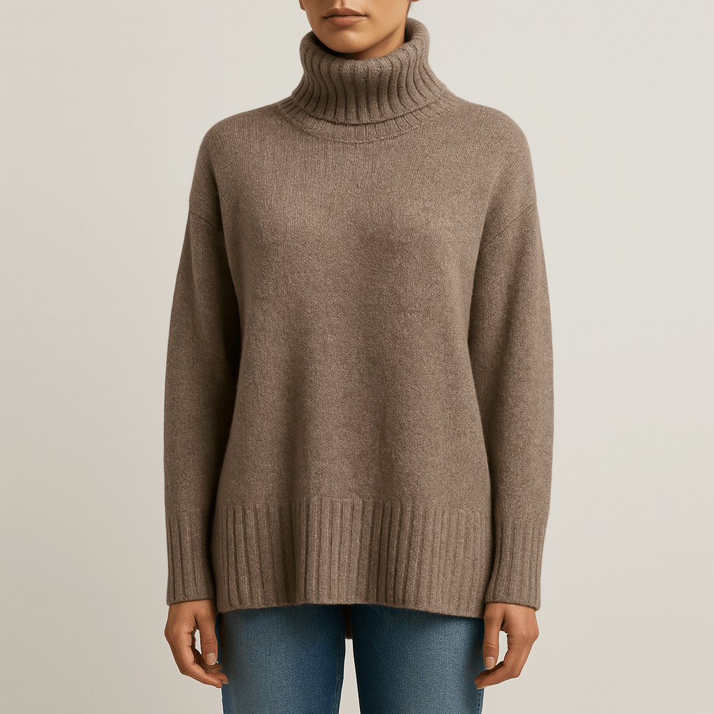 Women's - Oversized Turtleneck Sweater - Cosy Knit for Casual Days