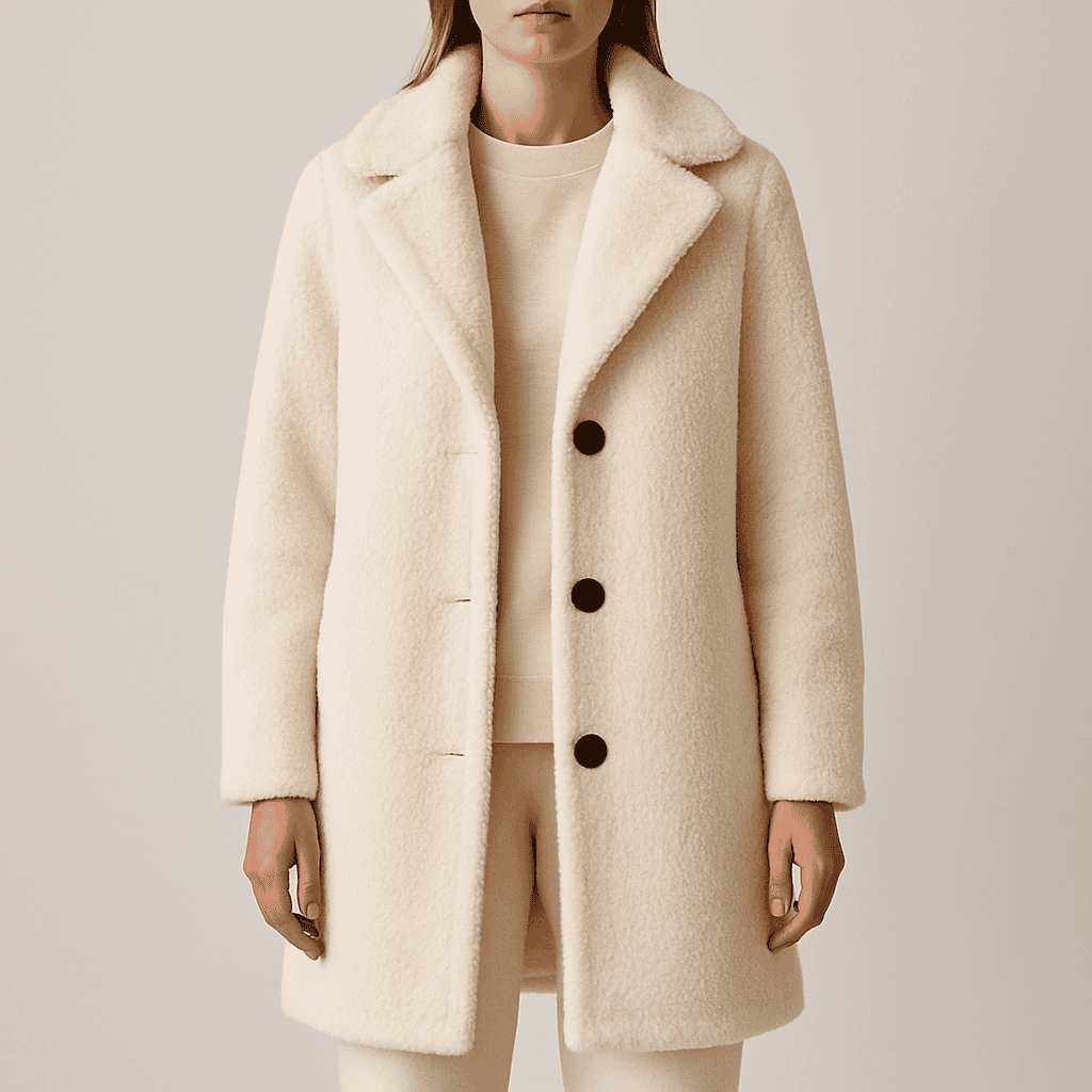 Women's - Teddy Coat - Warm Long Plus Size Outerwear for Cosy Style