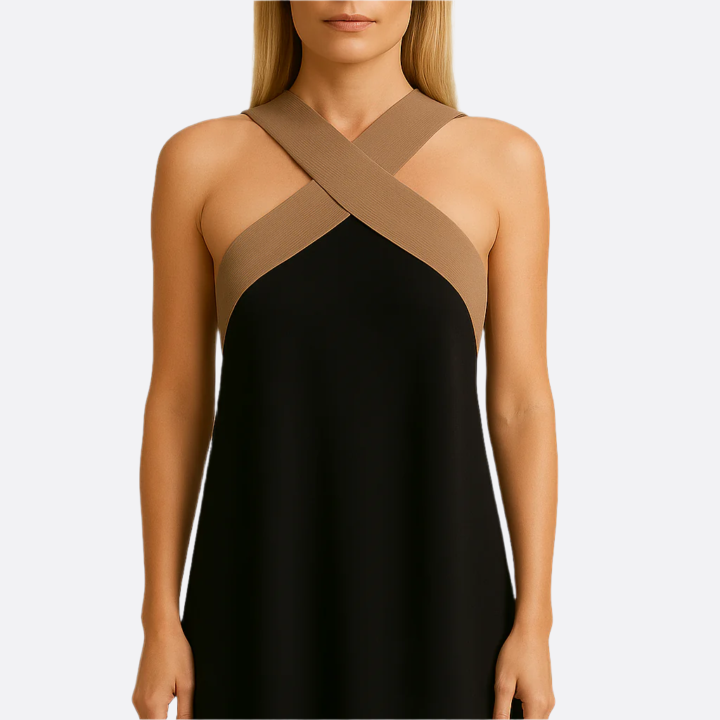 Women's – Elegant Cross Chest Dress – Tummy-Friendly Fit