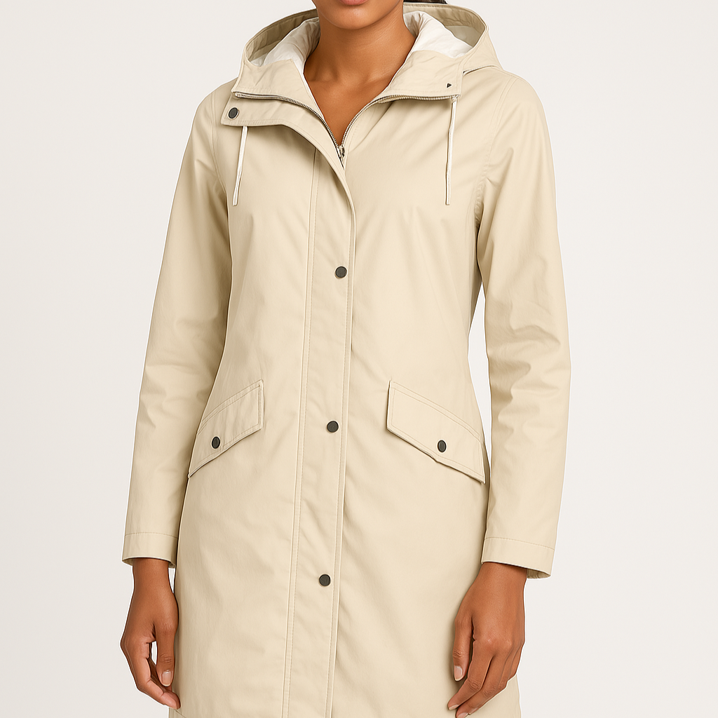 Women's - Hooded Raincoat - Long, Waterproof - Waterproof Raincoat