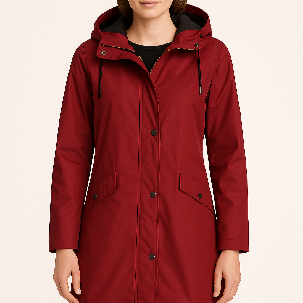 Women's - Hooded Raincoat - Long, Waterproof - Waterproof Raincoat