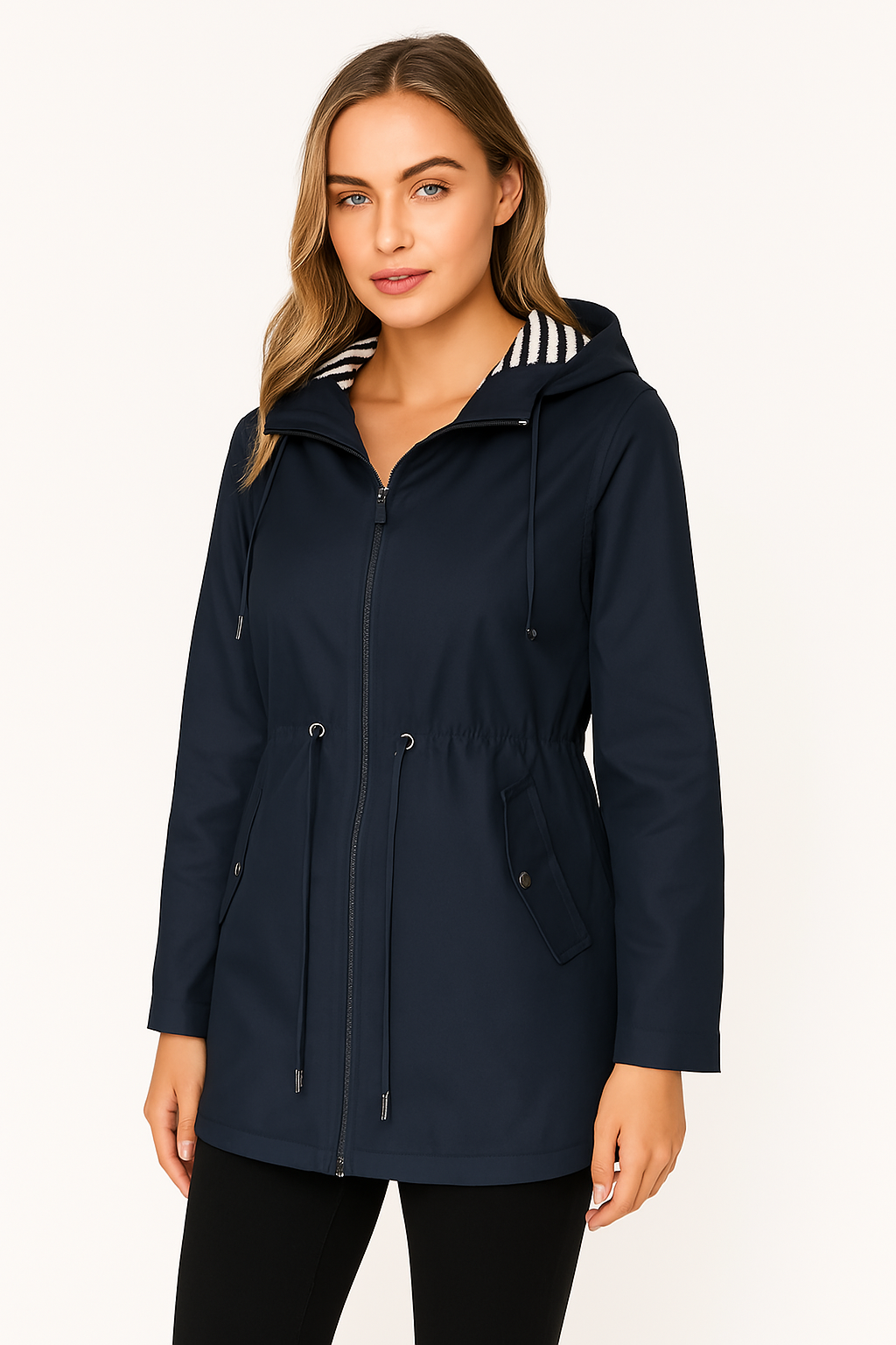Women's - Lightweight Waterproof Hooded Rain Jacket - Stylish All-Weather Essential