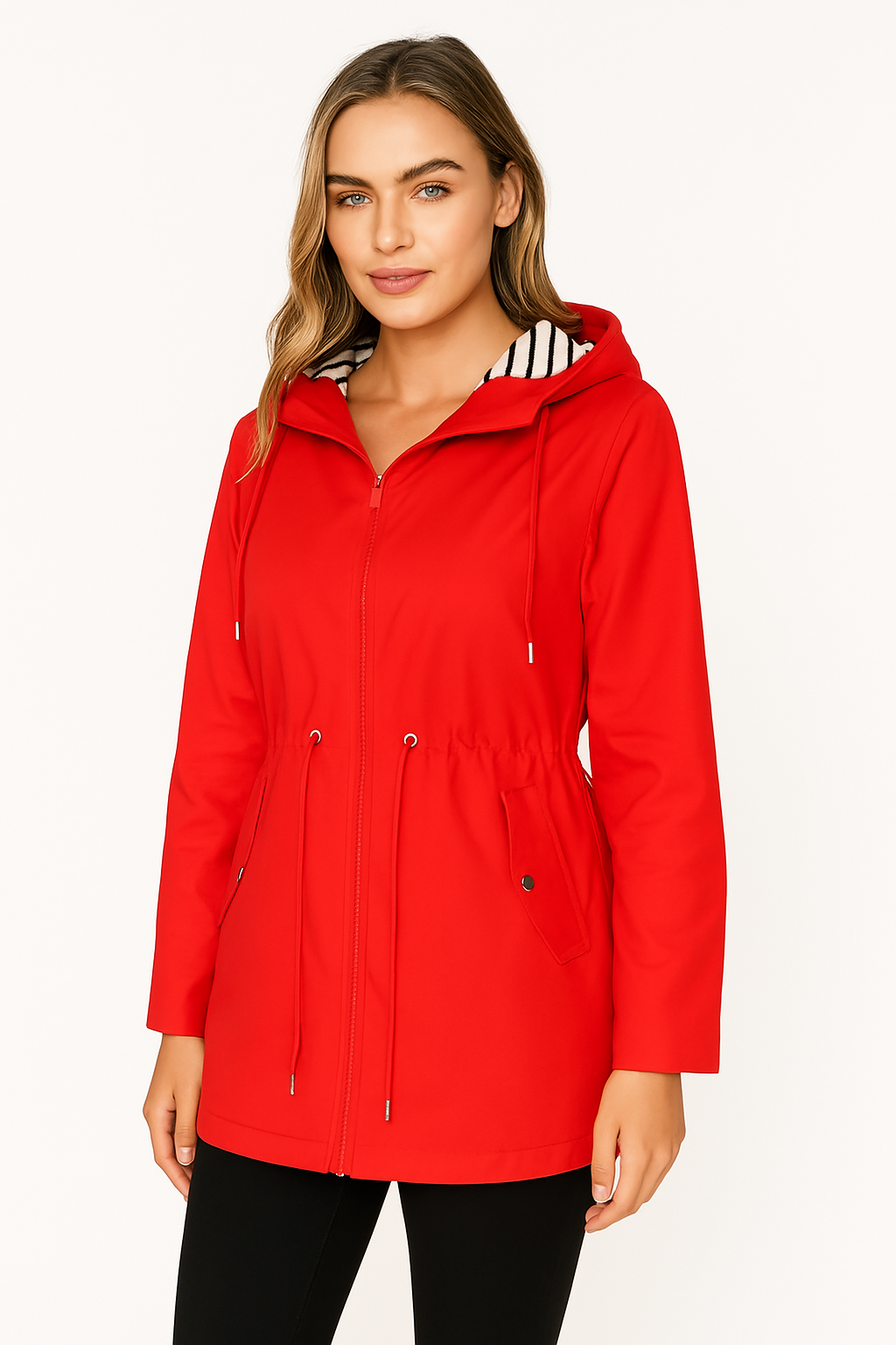 Women's - Lightweight Waterproof Hooded Rain Jacket - Stylish All-Weather Essential