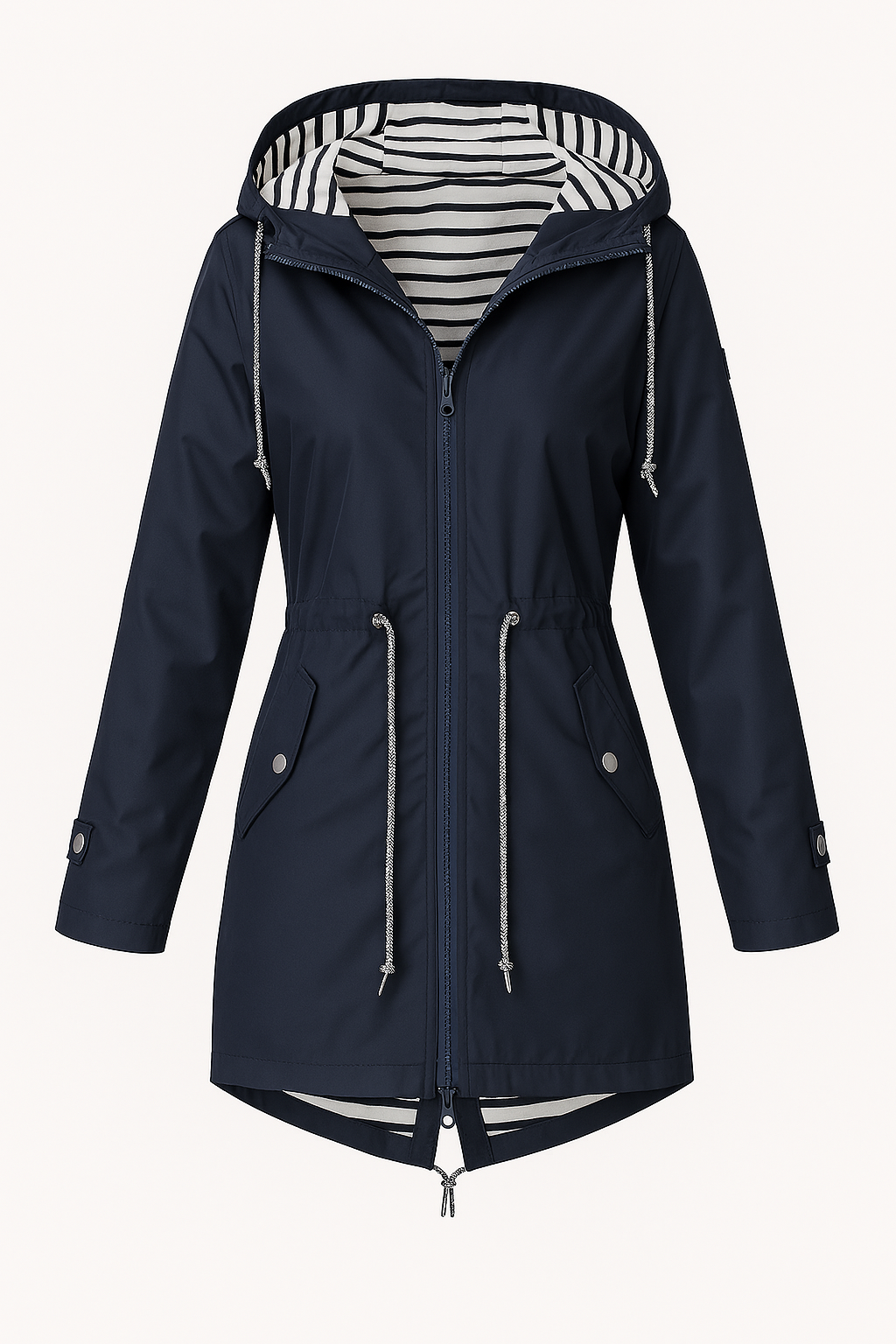 Women's - Lightweight Waterproof Hooded Rain Jacket - Stylish All-Weather Essential