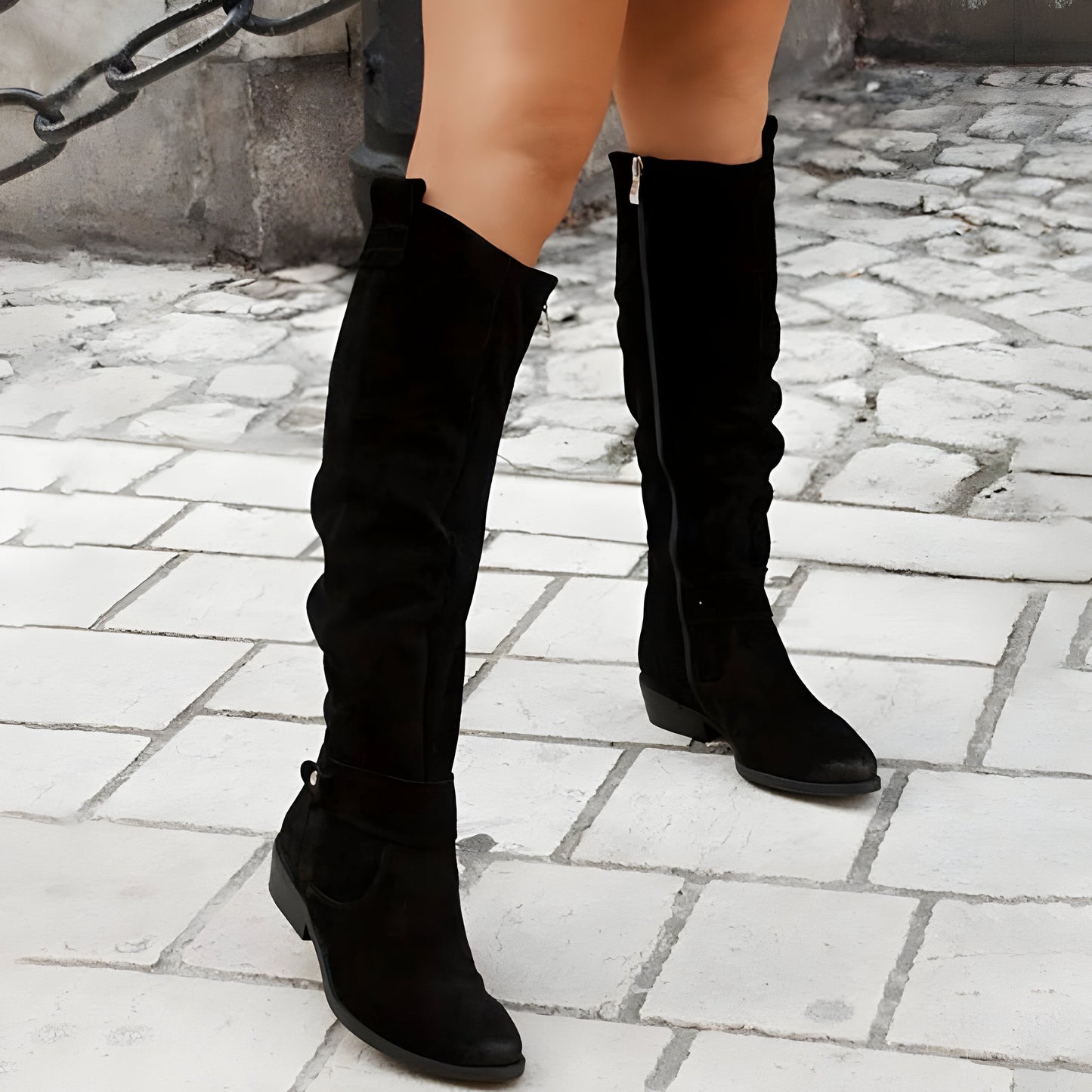 Women's - Comfortable Knee-High Leather Boots - Stylish & Durable Footwear