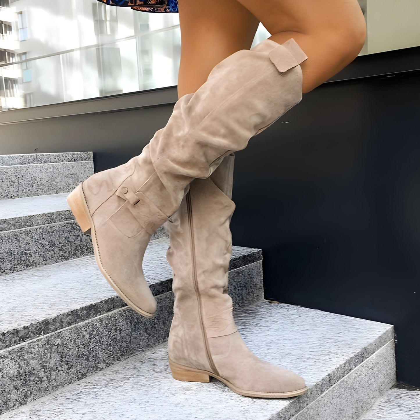 Women's - Comfortable Knee-High Leather Boots - Stylish & Durable Footwear