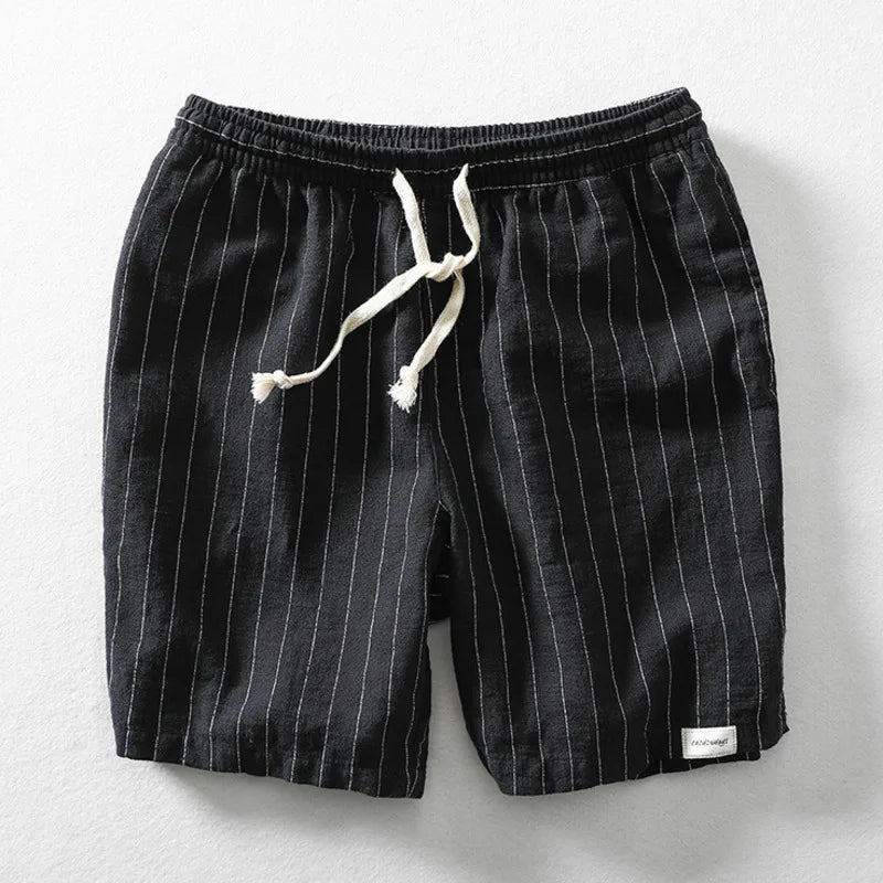 Men's - Linen Drawstring Summer Shorts - Lightweight Style
