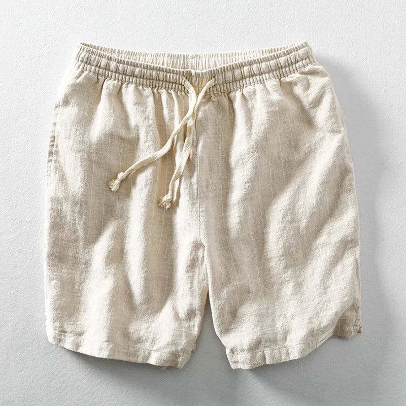 Men's - Linen Drawstring Summer Shorts - Lightweight Style