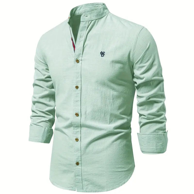 Men's - Stylish Button-Up Shirt - Comfortable Cotton Blend - Casual Wear