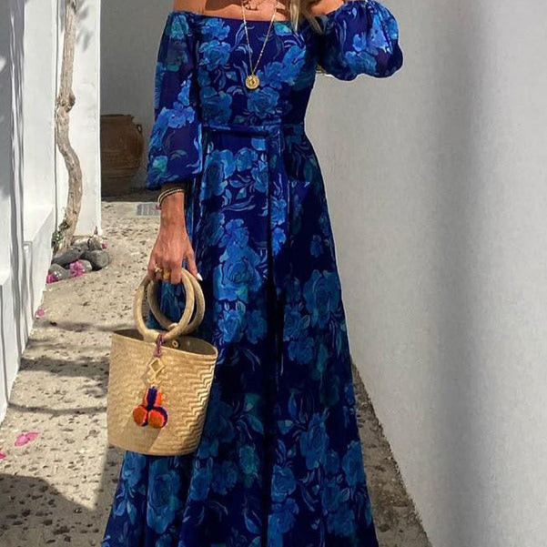 Women's - Floral Off-Shoulder Maxi Dress - Summer Style