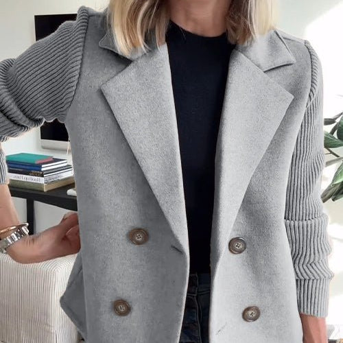 Women's – Coat – Knit Sleeves – Elegant Office Coat