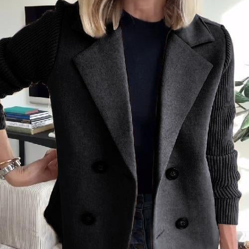 Women's – Coat – Knit Sleeves – Elegant Office Coat