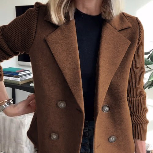 Women's – Coat – Knit Sleeves – Elegant Office Coat