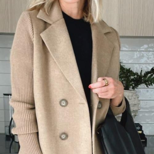 Women's – Coat – Knit Sleeves – Elegant Office Coat