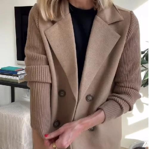 Women's – Coat – Knit Sleeves – Elegant Office Coat