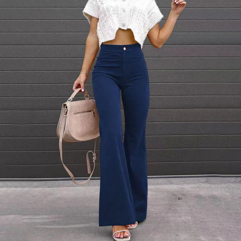 Women's - High Waist Flare Pants - Elegant Style