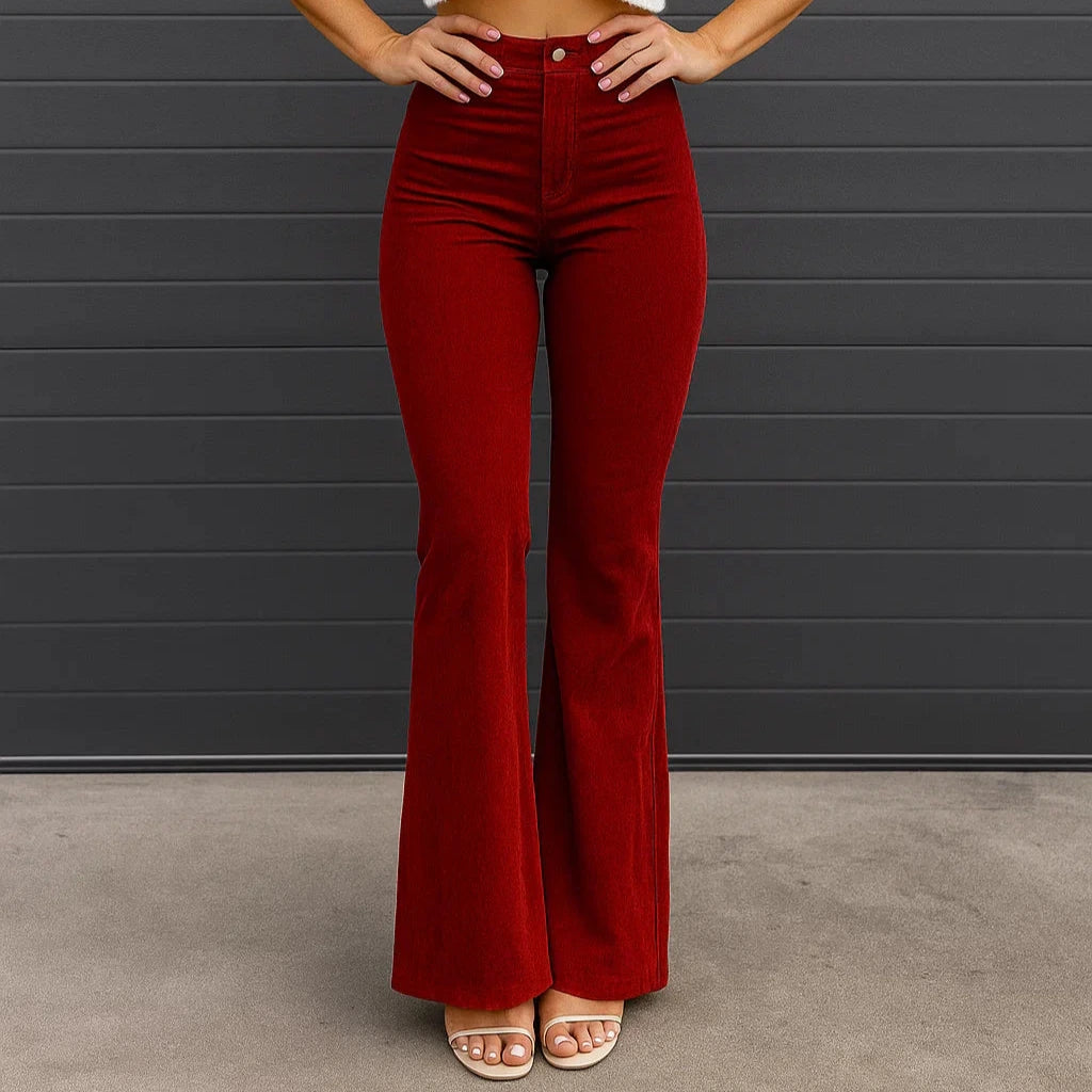 Women's - High Waist Flare Pants - Elegant Style